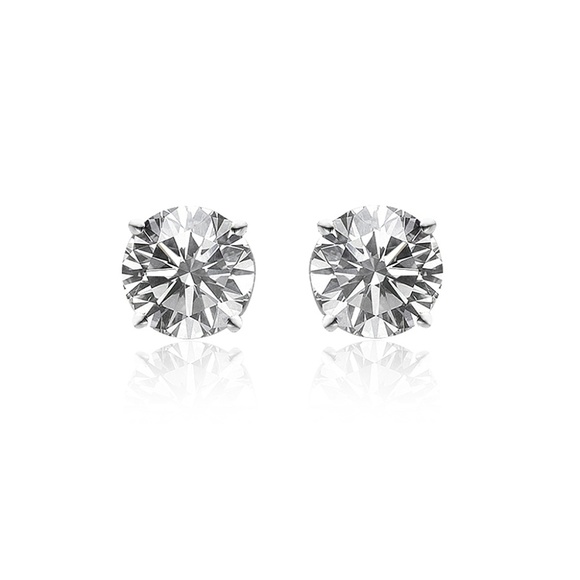 0.16 Carat Round Cut Diamond Stud Earrings 14K Whi